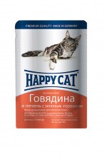 Консервы Happy Cat Adult (Говядина, печень, горох), 100 г.