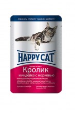 Консервы Happy Cat Adult (Кролик, индейка, морковь), 100 г.