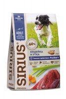 Sirius для взрослых собак средних пород (индейка и утка с овощами)