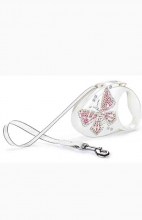 Рулетка-поводок Flexi Glam S, Бабочка, лента 3м 12кг