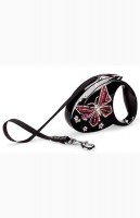 Рулетка-поводок Flexi Glam М, Бабочка, лента 5м 25кг