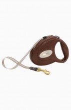 Рулетка-поводок Flexi Leather cc М, Коричневая Кожа, лента 5м 25кг