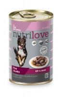 Консерва Nutrilove Chunks Dog veal/turkey in gravy телятина/индейка в соусе 69%, 415 г.