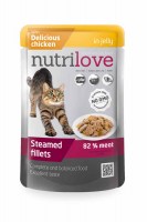 Пресерва Nutrilove NMpouch Cat chicken с курицей (желе) 82%, 85 г