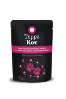 Терра Кот, консервы для взрослых кошек ассорти с говяжьей и бараньей печенью в соусе, 85 г.