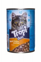 «Tropi» Duo для кошек  в соусе с цыпленком и печенью, 415 г.