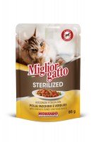 Miglior Gatto Sterilized Chicken, Turkey and Veg. с курицей, индейкой и овощами, 85 г.