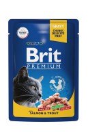 Brit Premium пауч для кошек лосось и форель в соусе, 85 г