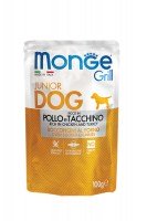 Консервы Monge Grill Pouch Puppy&Junior Chicken/Turkey с курицей и индейкой, 100 г.