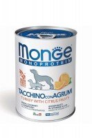 Консервы Monge Dog Natural Monoprotein Fruits (индейка с цитрусовыми), 400 г.
