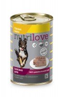 Паштет Nutrilove Pate Dog chicken с курицей 60%, 400 г.