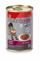 Консервы Nutrilove Chunks Cat beef с говядиной (желе) 92%, 415 г
