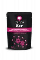 Терра Кот, консервы для взрослых кошек ассорти с говяжьей и бараньей печенью в соусе, 85 г.